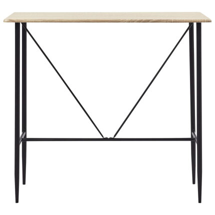 Ensemble Table mange debout Industriel avec 4 tabourets - Chêne - Bois et pied en métal 