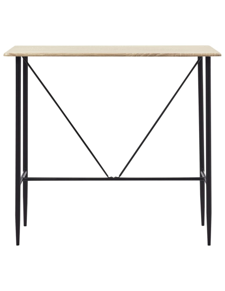 Ensemble Table mange debout Industriel avec 4 tabourets - Chêne - Bois et pied en métal 