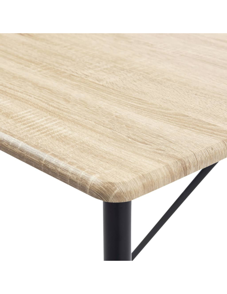 Ensemble Table mange debout Industriel avec 4 tabourets - Chêne - Bois et pied en métal 