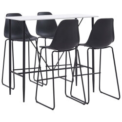 Ensemble Table mange debout Industriel avec 4 tabourets - Blanc - Bois et pied en métal