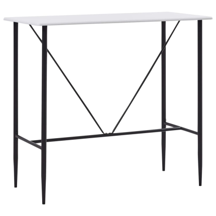 Ensemble Table mange debout Industriel avec 4 tabourets - Blanc - Bois et pied en métal 
