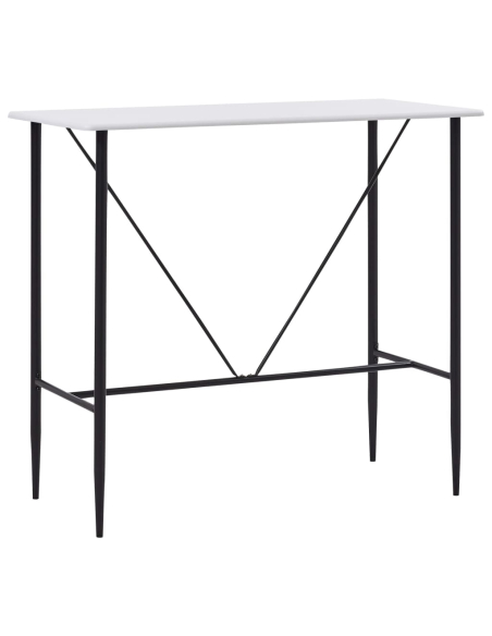 Ensemble Table mange debout Industriel avec 4 tabourets - Blanc - Bois et pied en métal 