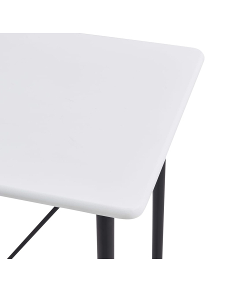 Ensemble Table mange debout Industriel avec 4 tabourets - Blanc - Bois et pied en métal 