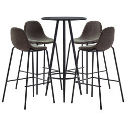 Ensemble Table mange debout Industriel avec 4 tabourets - Noir - Bois et pied en métal