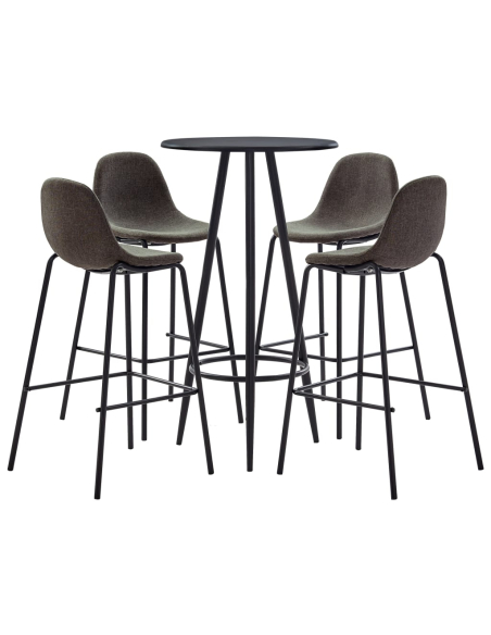Ensemble Table mange debout Industriel avec 4 tabourets - Noir - Bois et pied en métal 