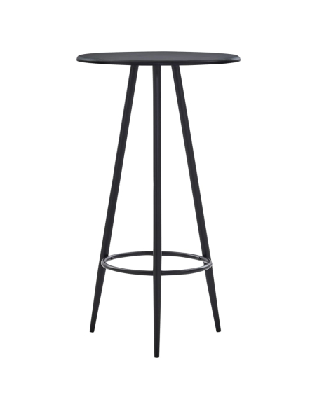 Ensemble Table mange debout Industriel avec 4 tabourets - Noir - Bois et pied en métal 