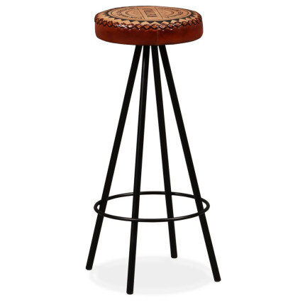 Tabourets de bar Industriel / Rétro - Vintage en lot de 2 en cuir véritable Brun  {attributes}