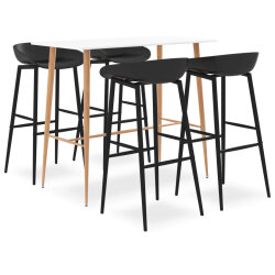 Ensemble Table mange debout Scandinave avec 4 tabourets - Blanc et noir - Bois et métal