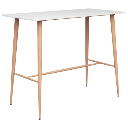 Ensemble Table mange debout Scandinave avec 4 tabourets - Blanc et noir - Bois et métal 