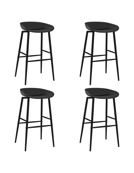 Ensemble Table mange debout Scandinave avec 4 tabourets - Blanc et noir - Bois et métal 
