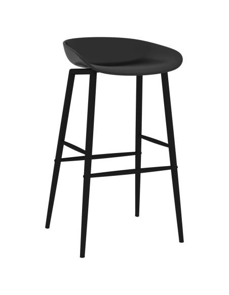Ensemble Table mange debout Scandinave avec 4 tabourets - Blanc et noir - Bois et métal 