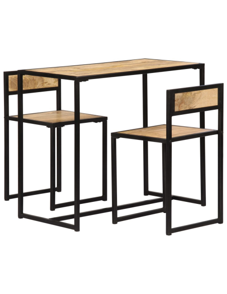 Ensemble Table mange debout Industriel avec 2 tabourets Bois massif de manguier 