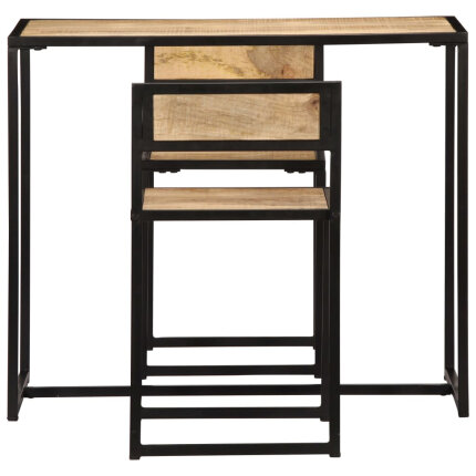 Ensemble Table mange debout Industriel avec 2 tabourets Bois massif de manguier 