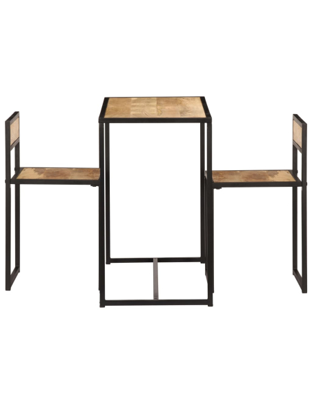Ensemble Table mange debout Industriel avec 2 tabourets Bois massif de manguier 