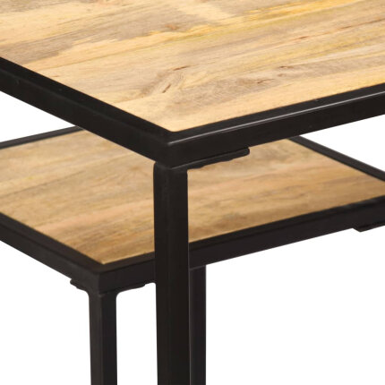 Ensemble Table mange debout Industriel avec 2 tabourets Bois massif de manguier 