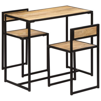 Ensemble Table mange debout Industriel avec 2 tabourets Bois massif de manguier 