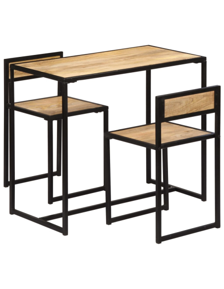Ensemble Table mange debout Industriel avec 2 tabourets Bois massif de manguier 