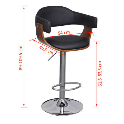 Tabourets de bar Rétro / Vintage en lot de 2 en similicuir Noir  {attributes}