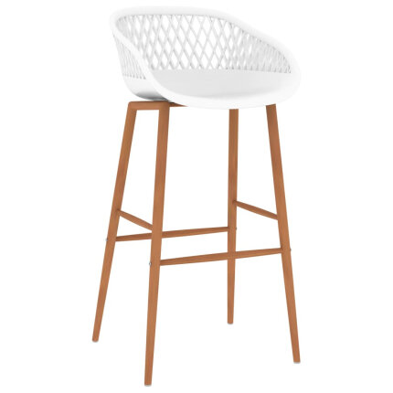Ensemble Table mange debout Scandinave avec 6 tabourets - Blanc - Bois et métal 