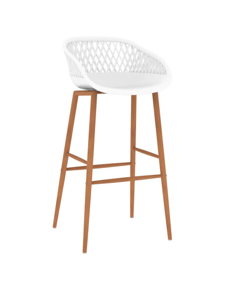 Ensemble Table mange debout Scandinave avec 6 tabourets - Blanc - Bois et métal 