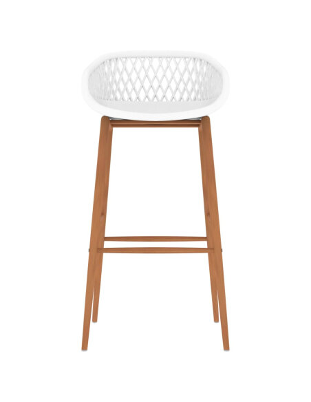 Ensemble Table mange debout Scandinave avec 6 tabourets - Blanc - Bois et métal 
