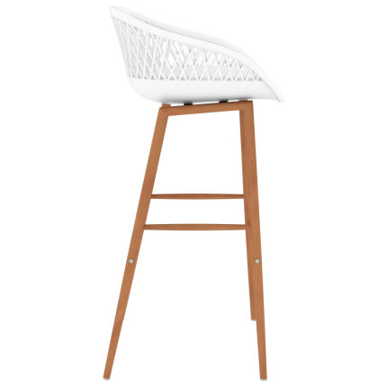 Ensemble Table mange debout Scandinave avec 6 tabourets - Blanc - Bois et métal 