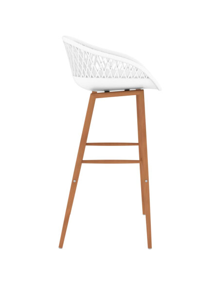 Ensemble Table mange debout Scandinave avec 6 tabourets - Blanc - Bois et métal 