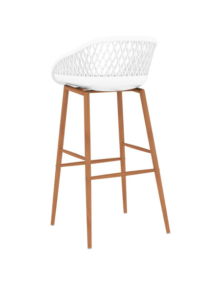 Ensemble Table mange debout Scandinave avec 6 tabourets - Blanc - Bois et métal 