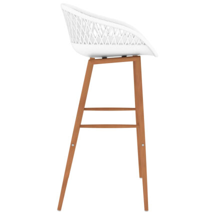 Ensemble Table mange debout Scandinave avec 6 tabourets - Blanc - Bois et métal 