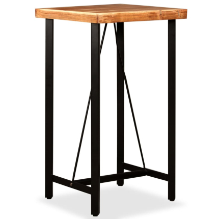 Ensemble Table mange debout Industriel avec 2 tabourets - Marron et noir - Cuir naturel et acier 