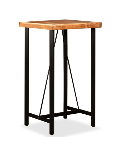 Ensemble Table mange debout Industriel avec 2 tabourets - Marron et noir - Cuir naturel et acier 