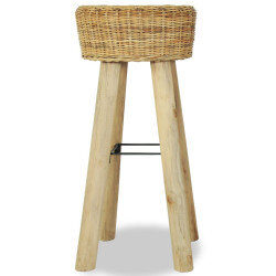 Tabourets de bar Campagne / Chic / Bohème en lot de 2 en rotin naturel Brun  {attributes} 2