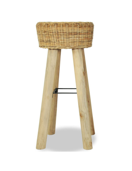 Tabourets de bar Campagne / Chic / Bohème en lot de 2 en rotin naturel Brun  {attributes}