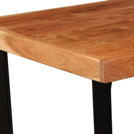 Ensemble Table mange debout Industriel avec 2 tabourets - Marron et noir - Cuir naturel et acier