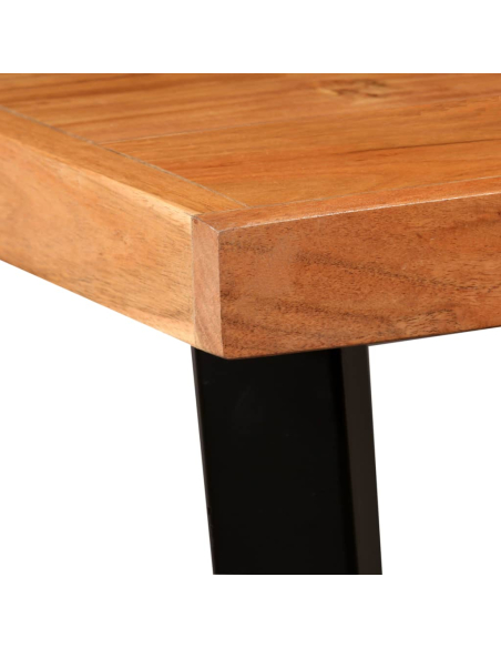 Ensemble Table mange debout Industriel avec 2 tabourets - Marron et noir - Cuir naturel et acier 