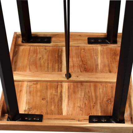 Ensemble Table mange debout Industriel avec 2 tabourets - Marron et noir - Cuir naturel et acier