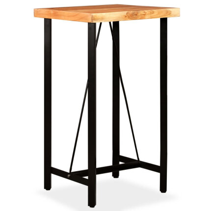 Ensemble Table mange debout Industriel avec 2 tabourets - Marron et noir - Cuir naturel et acier