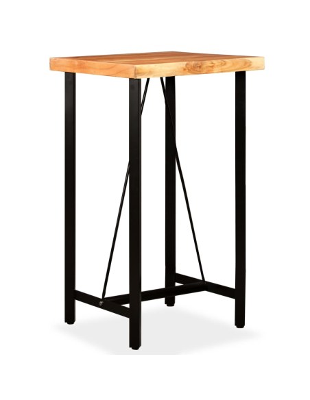 Ensemble Table mange debout Industriel avec 2 tabourets - Marron et noir - Cuir naturel et acier 