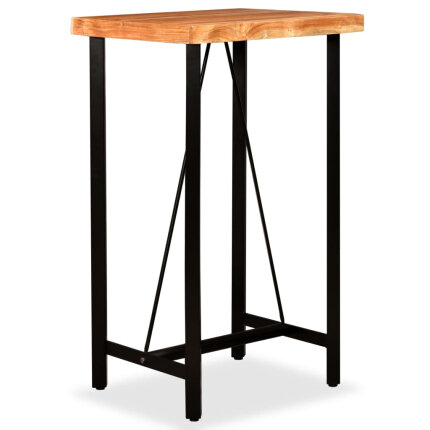 Ensemble Table mange debout Industriel avec 2 tabourets - Marron et noir - Cuir naturel et acier