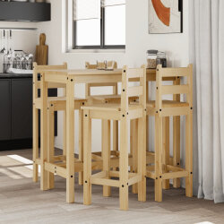Ensemble Table mange debout Campagne avec 4 tabourets Bois massif de pin  2