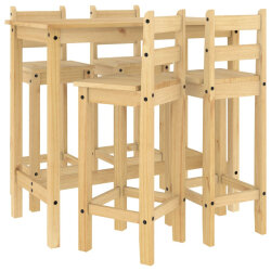 Ensemble Table mange debout Campagne avec 4 tabourets Bois massif de pin