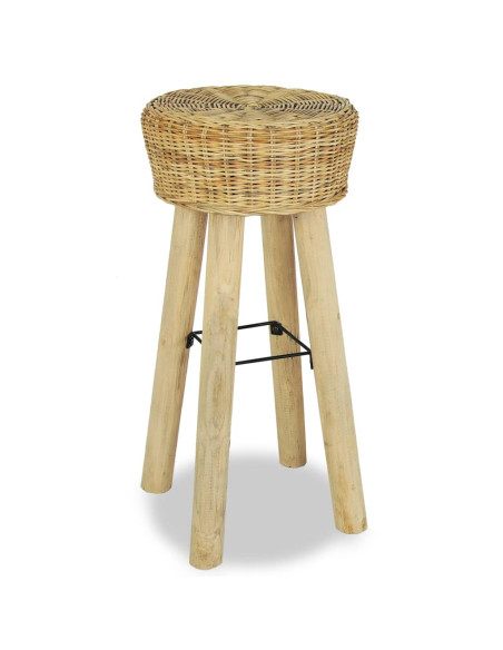 Tabourets de bar Campagne / Chic / Bohème en lot de 2 en rotin naturel Brun  {attributes}