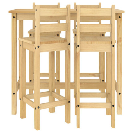Ensemble Table mange debout Campagne avec 4 tabourets Bois massif de pin 