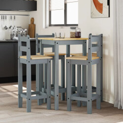 Ensemble Table mange debout Campagne avec 4 tabourets - Gris - Bois massif de pin