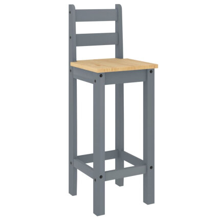 Ensemble Table mange debout Campagne avec 4 tabourets - Gris - Bois massif de pin
