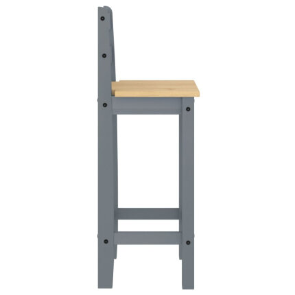 Ensemble Table mange debout Campagne avec 4 tabourets - Gris - Bois massif de pin