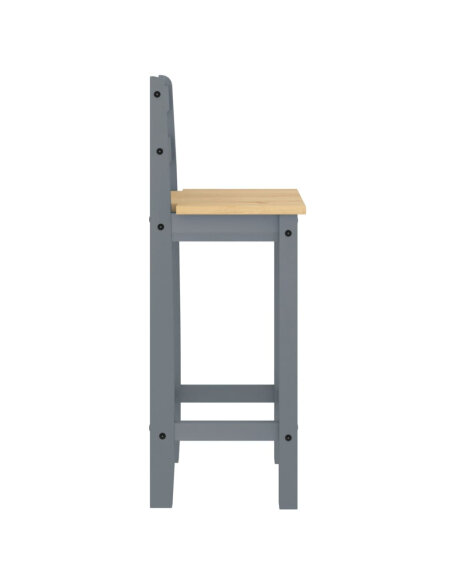 Ensemble Table mange debout Campagne avec 4 tabourets - Gris - Bois massif de pin  Ensemble Table mange debout Campagne avec 4 tabourets - Gris - Bois massif de pin