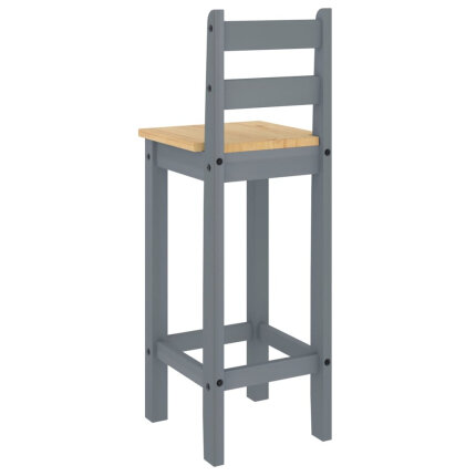 Ensemble Table mange debout Campagne avec 4 tabourets - Gris - Bois massif de pin