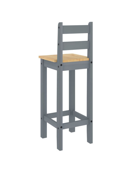 Ensemble Table mange debout Campagne avec 4 tabourets - Gris - Bois massif de pin  Ensemble Table mange debout Campagne avec 4 tabourets - Gris - Bois massif de pin