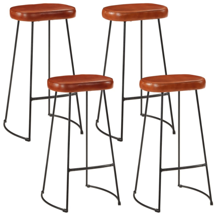Ensemble Table mange debout Industriel avec 4 tabourets - Marron - Bois massif de manguier et fer 